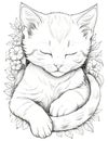 Lazy Catnap Coloring Page: Relaxing Retreat Royalty Free Stock Photo